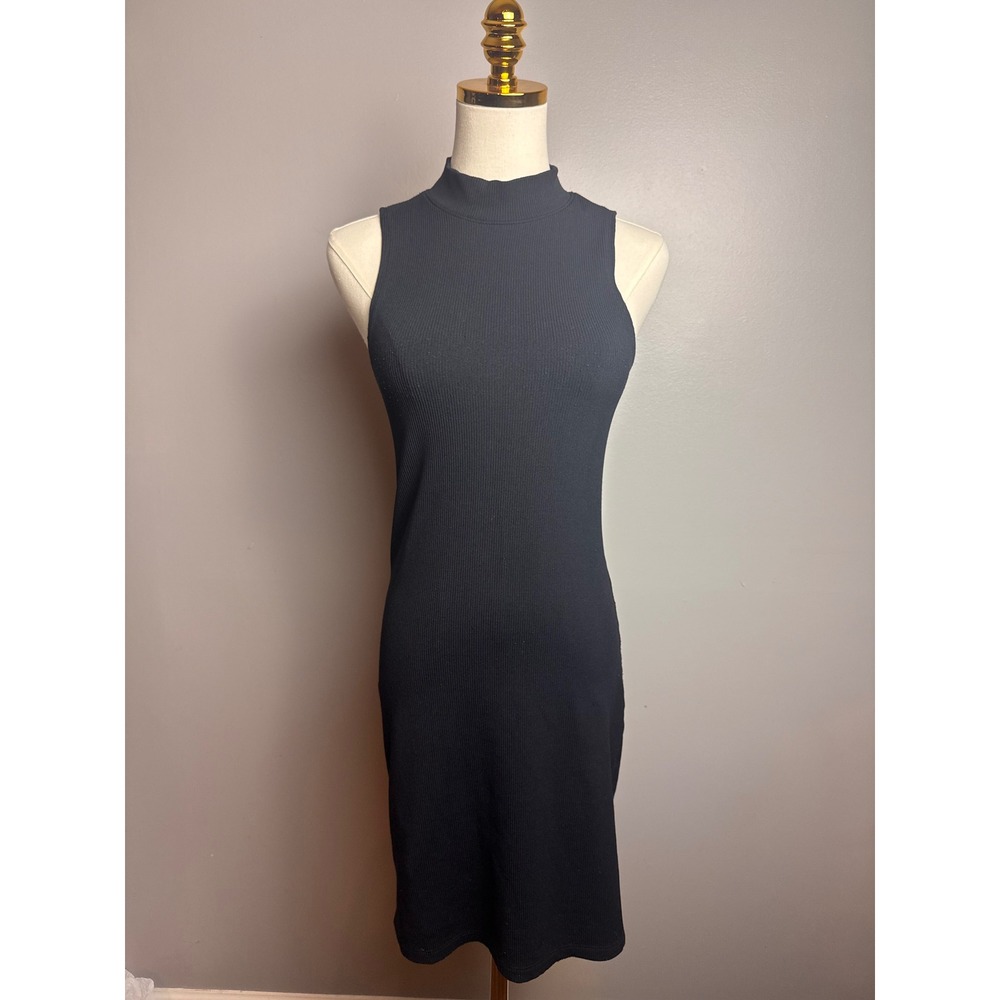 Abercrombie‎ & Fitch Bodycon Dress Women Medium Black Excellent Ribbed Mock Neck